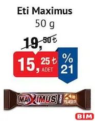 ETİ MAXİMUS ÇİKOLATA 50 G fiyat ve kampanya bilgisi